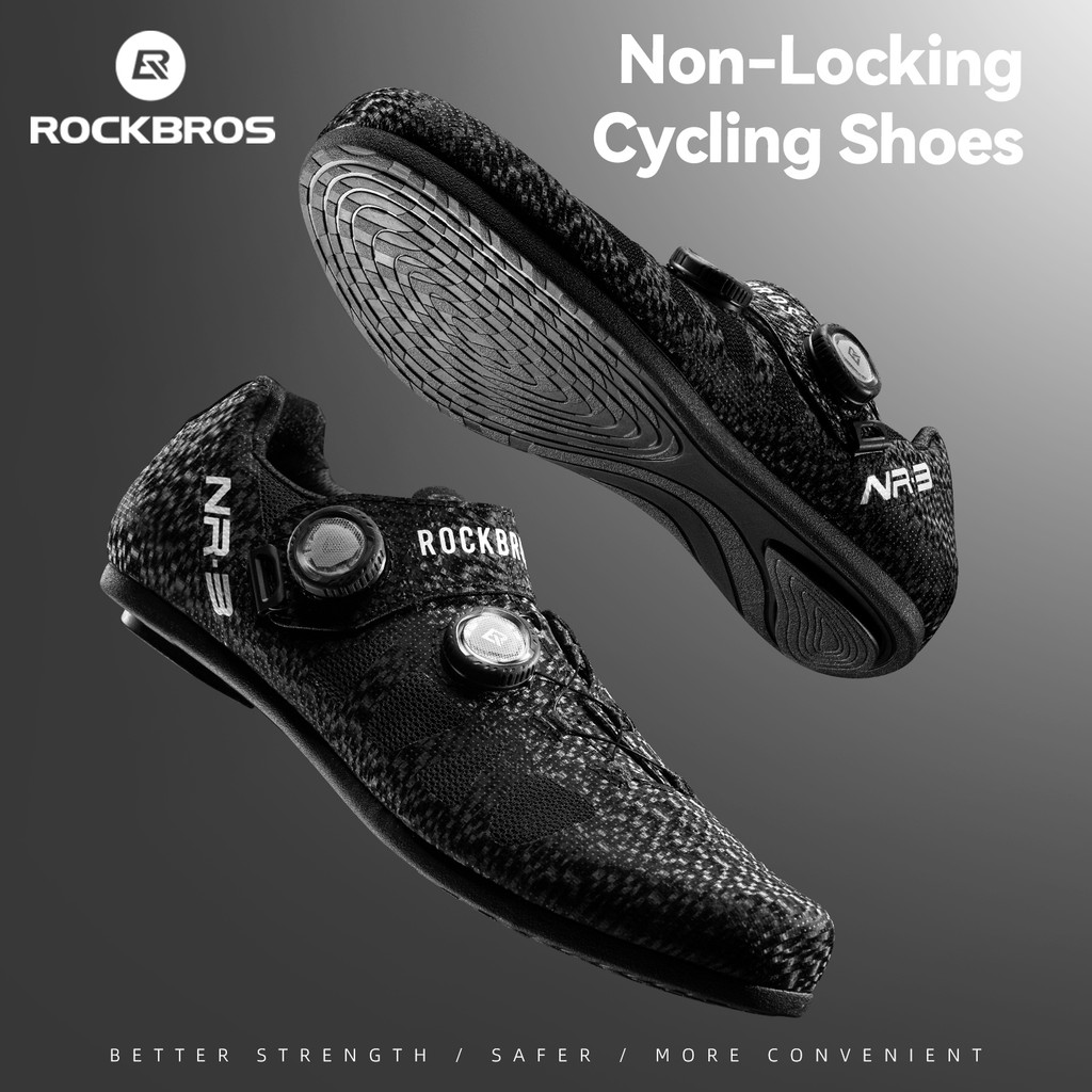 ROCKBROS รองเท้าขี่จักรยayanสบายและระบายอากาศดี มีลูกบิดปรับได้ กันลื่นและกระแทก สำหรับจักรยานเสือภูเขาและการขี่บนถนน