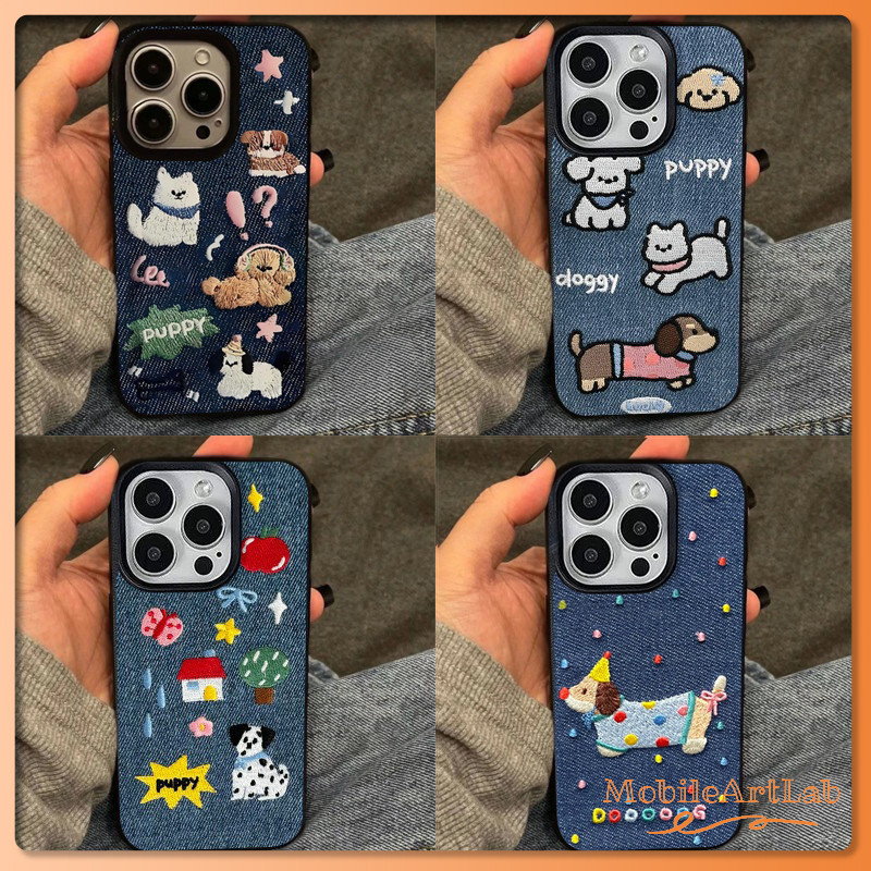 การ์ตูนน่ารัก เคสไอโฟน สำหรับ IPhone 17 13 16 15 12 11 14 Pro Max XR XS X 8Plus 7Plus Max 7 12 8 Plus สุนัขสีขาวตัวน้อย