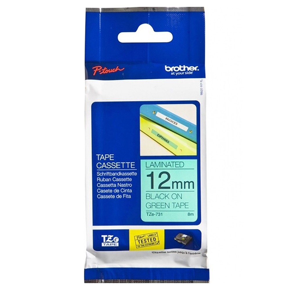 เทป Brother TZe-731 สีดําเขียว (12mm)