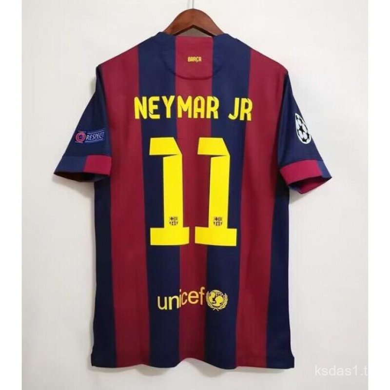 Barcelona NEYMAR JR MESSI 2014-15 เสื้อยืดฟุตบอลคลาสสิกคุณภาพสูง