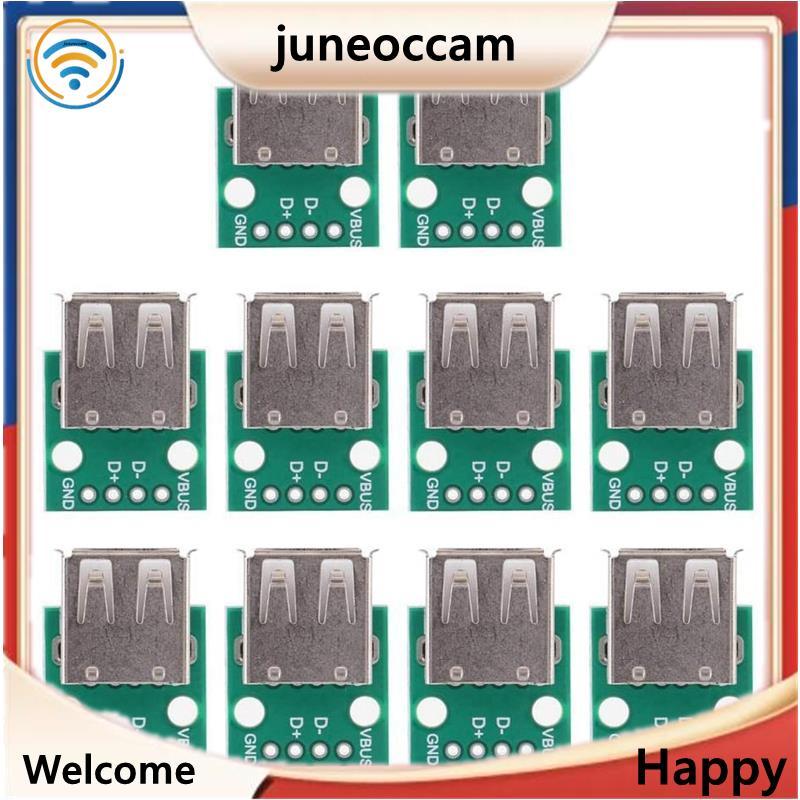 [juneoccam] บอร์ดอะแดปเตอร์ USB 10 ชิ้น, บอร์ดอะแดปเตอร์ USB เป็น DIP 2.54 มม. USB Type A บอร์ดอะแดป