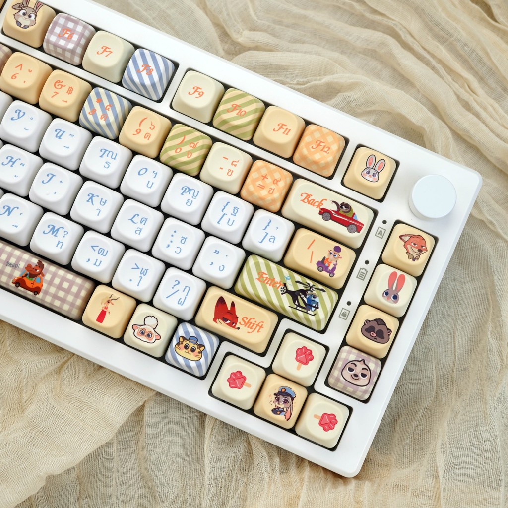 Disney Zootopia Keycaps 130 คีย์ MOA โปรไฟล์ PBT Wooting Aula F75 RK100 Dye Sublimation Mechanical ร