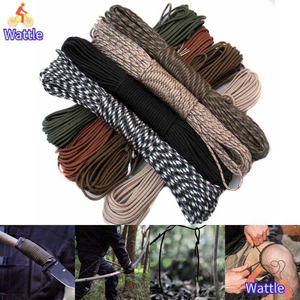 WATTLE 25/50/100FT 550 LB เชือกร่มชูชีพ Clothesline Camping Hiking Lanyard