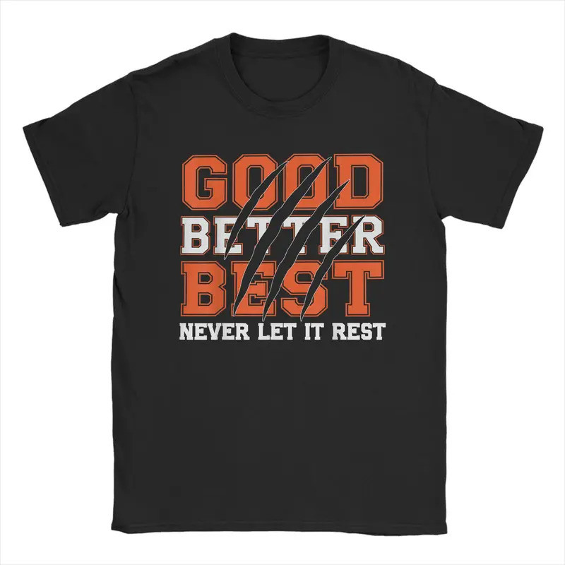 เสื้อยืดผู้ชายลายคำพูดสร้างแรงบันดาลใจ "Bear Good Better Best" แขนสั้น คอกลม ผ้าฝ้าย ไซส์ใหญ่