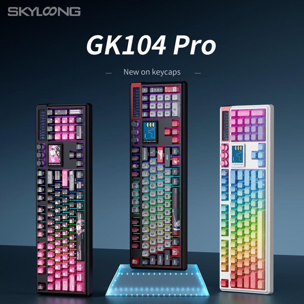 SKYLOONG GK104 Pro คีย์บอร์ดไร้สาย 3 โหมด 8KHz ขนาด RGB Backlight PBT Keycap 3.0 หน้าจอ/3 ปุ่ม/2.0 แ