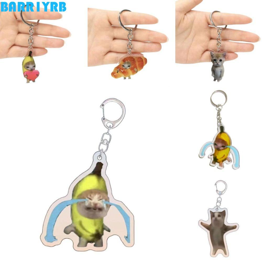 BARR1YRB Happy Banana Cat พวงกุญแจ, Banana Cat กระเป๋าเป้สะพายหลัง Charm Banana Cat ห่วงโซ่โทรศัพท์ม