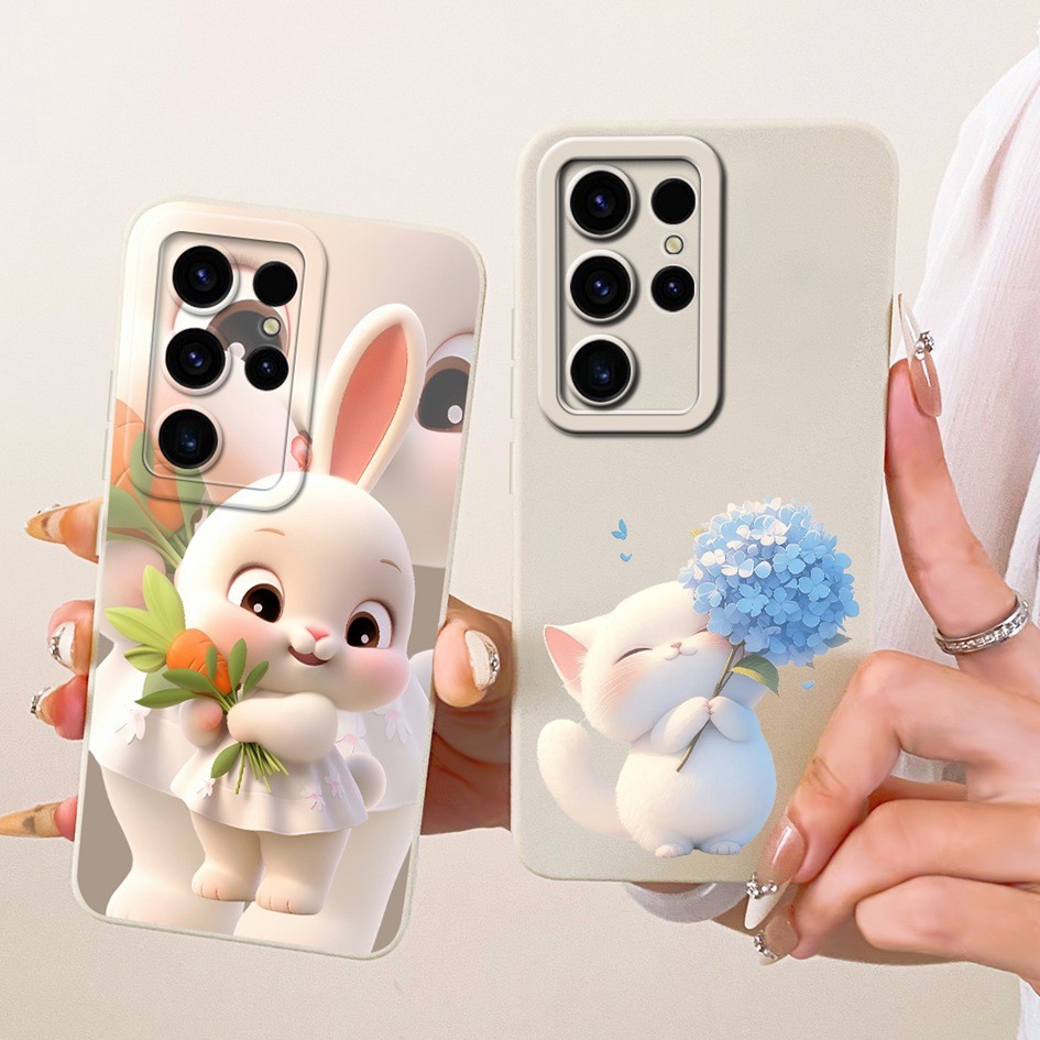 เคสสําหรับ Samsung Galaxy S23 Ultra SM-S918B / S24 Ultra SM-S928B เคสโทรศัพท์น่ารักการ์ตูนกระต่ายแมว