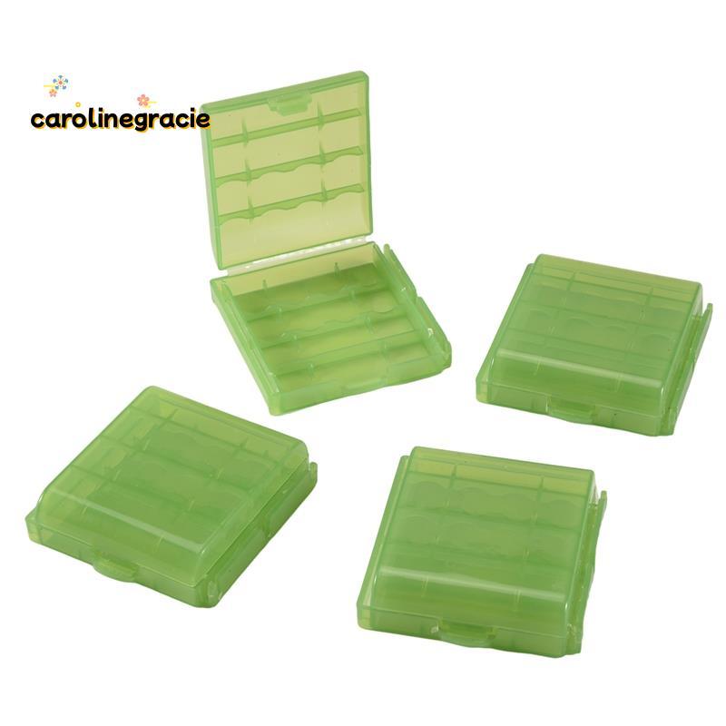 แพ็ค 4 ชิ้น AA / AAA Battery Storage Hard Case Box-Green