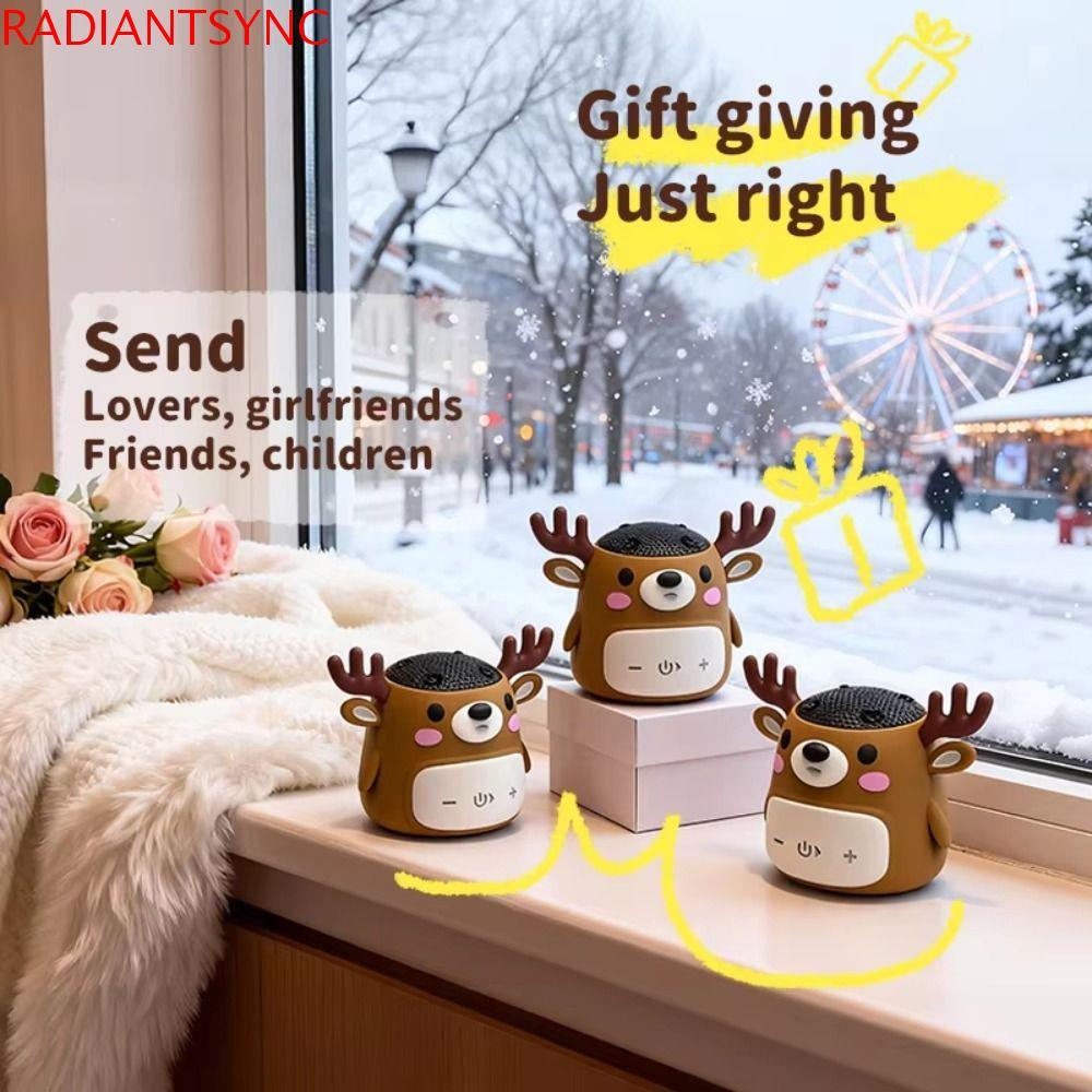 RADIANTSYNC Deer ลําโพงพกพา, HiFi Sound Rich Bass ลําโพงบลูทูธขนาดเล็ก,อินเทอร์เฟซ USB คลาสสิกชาร์จลําโพงไร้สายกันน้ําของขวัญตกแต่ง