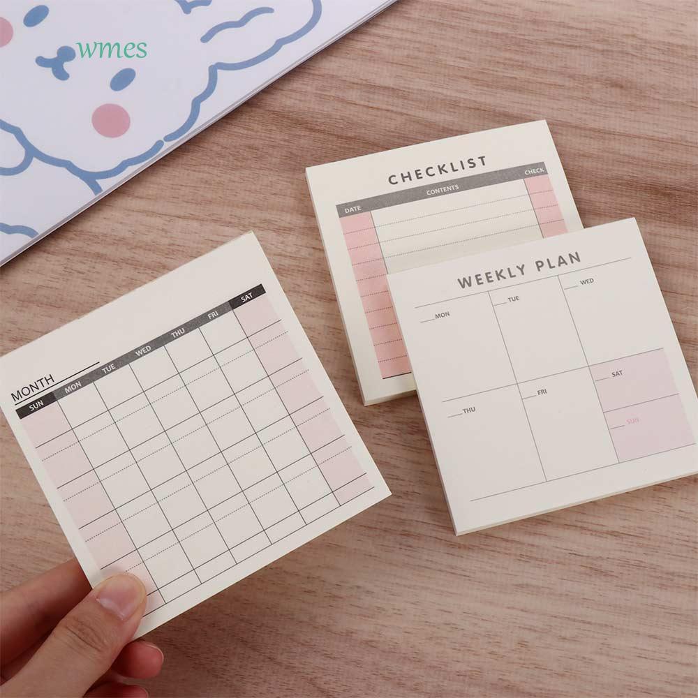WMES1ZA Month Planner Creative Plan List Notebook อุปกรณ์การเรียน 60 แผ่นแผนรายสัปดาห์แบบพกพา
