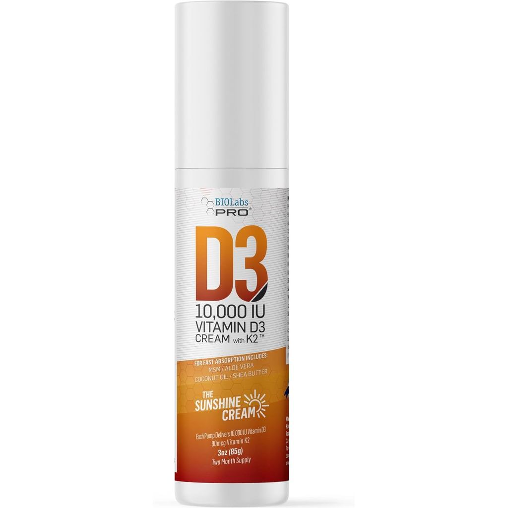 BIOLABS PRO All Natural Vitamin D3 1,000IU Vitamin D Cream-ความเข้มสูงสุด-ธรรมชาติ Antivitamin D ขาด