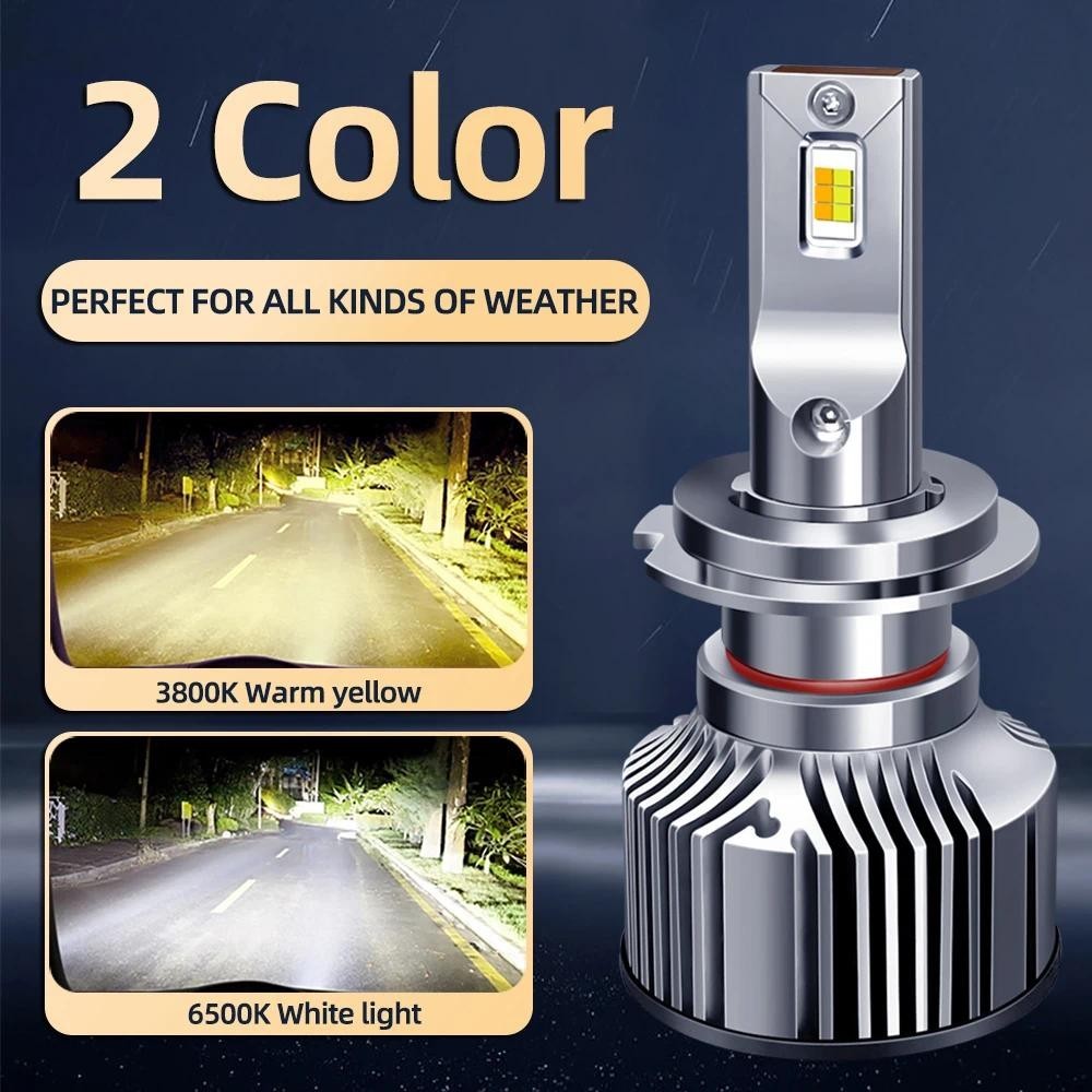 DiReal 2PCS Auto H7 ไฟ LED รถ H1 H8 H9 H11 9005 9006 9012 H4 LED 2 สีเปลี่ยนไฟหน้าหมอกไฟ LED 3000 K/