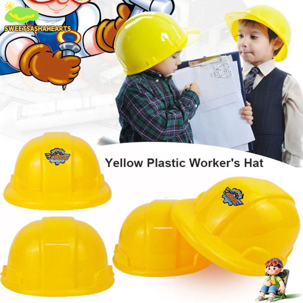 SWEE Play House Worker หมวก, คอสเพลย์ Props สีเหลืองเด็กวิศวกรรมก่อสร้าง, พลาสติกคุณภาพสูงหมวกวิศวกรรมอุปกรณ์เด็กวันเกิด Party Decor Supplies