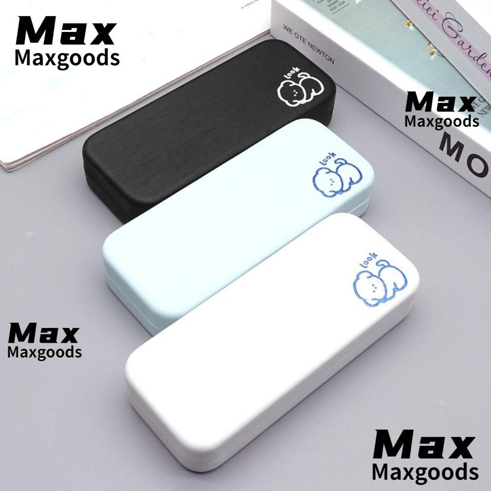 กล่องใส่แว่นตา MAXG,กล่องใส่แว่นตาหนังป้องกันความเครียด,สีทึบเรียบง่ายน้ําหนักเบาแว่นตาผู้หญิง