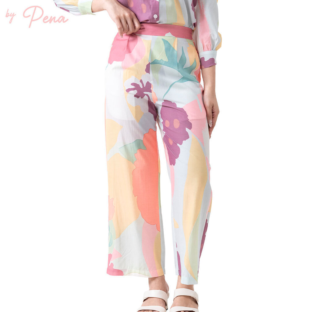 By Pena กางเกงขายาวลายกราฟิกพาสเทล ทรงขากว้าง BPPL012606