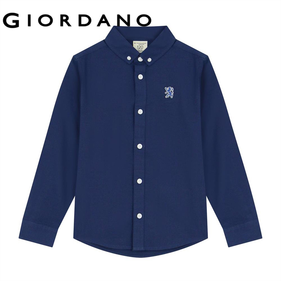 GIORDANO เสื้อเชิ้ตเด็ก Junior's Lion Oxford Shirts 03045093