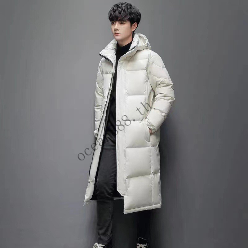 2024ฤดูหนาวของผู้หญิงใหม่ผู้ชายและผู้หญิงสไตล์เดียวกันคนรักลงแจ็คเก็ตผ้าฝ้ายเบาะสบายๆยาวกว่าเข่าฮู้ด