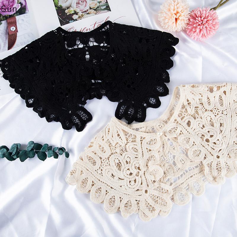 shawl crocheted lace สำหรับผู้หญิง มีcollarถอดออกได้