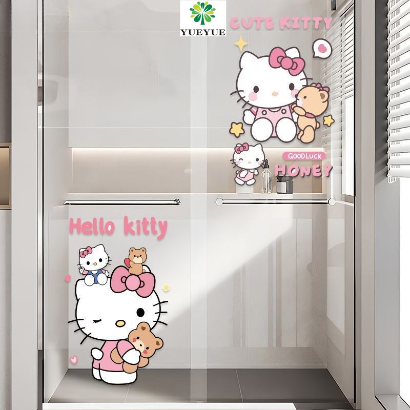 ใหม่ PVC KT Cat สติกเกอร์ห้อง Remodeling ประตูสติกเกอร์กันน้ําตู้เสื้อผ้าสติกเกอร์ Hello Kitty แมวน่ารักสติ๊กเกอร์ติดผนัง