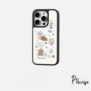 เคสไอโฟน11 17 15เคสอะคริลิค ลายหมีดอกไม้รุ้งน่ารักฮิต สำหรับ IPhone 17 16 11 16E 13 15 12 Pro Max 17 16 Plus 16 15 Pro