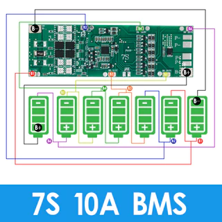 BMS 7S 24V 10A 15A 20A 30A Li-ion 18650 แบตเตอรี่ชาร์จพร้อมฟังก์ชั่นสมดุลวงจรสั้น/อุณหภูมิป้องกัน