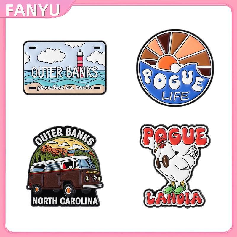 FANYU เข็มกลัด Lapel Badge สไตล์ OUTER BANKS เครื่องประดับท่องเที่ยวและของขวัญ