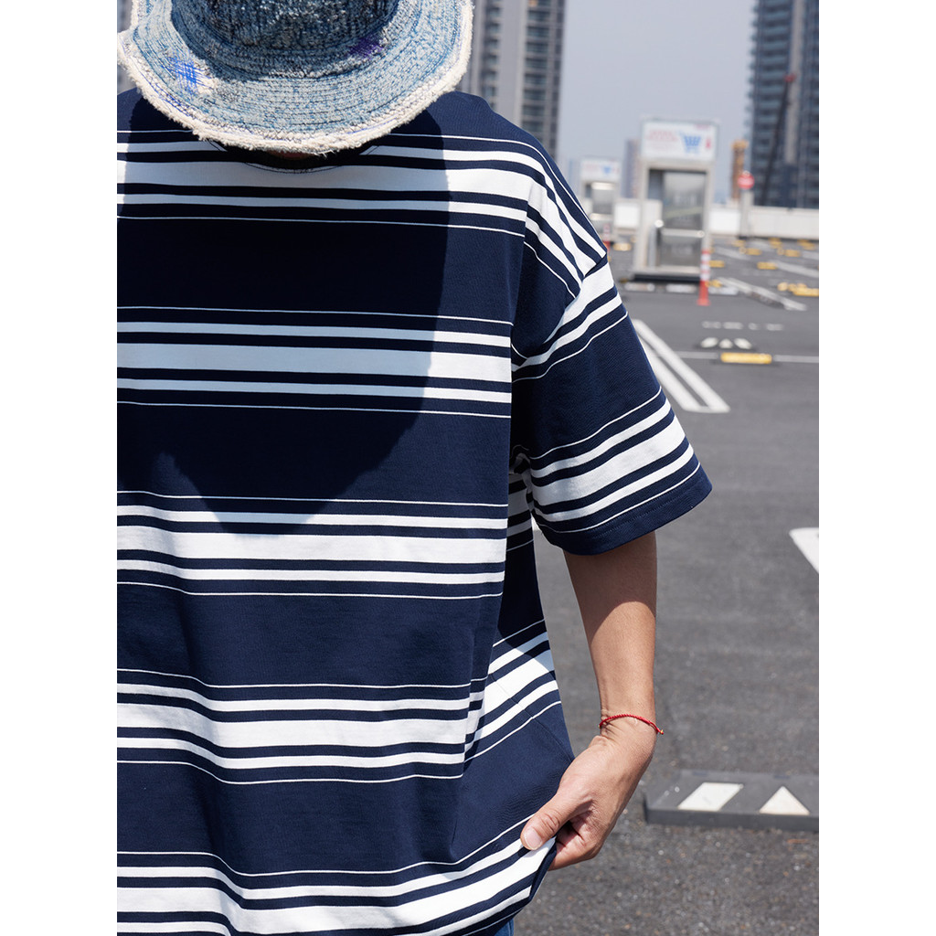 TRS ซีรีส์อินเทรนด์ญี่ปุ่น|26SS Custom-ทอ 310G เส้นด้ายคู่รอบคอลายแขนสั้นหลวม Dropped ไหล่ครึ่งแขนเส