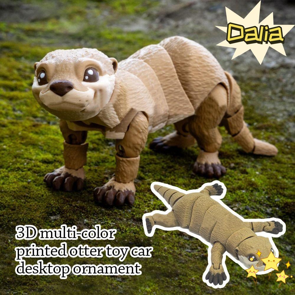 DALIA Otter Action ตุ๊กตา, พิมพ์สีทึบ Otter ของเล่น, น่ารัก PLA หลายข้อต่อเคลื่อนย้ายได้ Mini Otter 