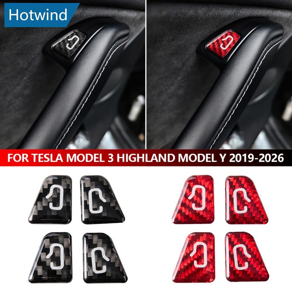 HW 4 ชิ้น/เซ็ตประตูรถปุ่มสวิทช์ป้องกันสําหรับ Tesla รุ่น 3 Highland รุ่น Y 2019-2026 Scratch Proof ค