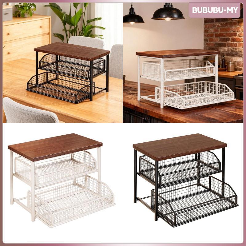 [BubuMY] Coffee Organizer Station Spices Rack Counter Shelf Organizer ไม้ห้องครัว