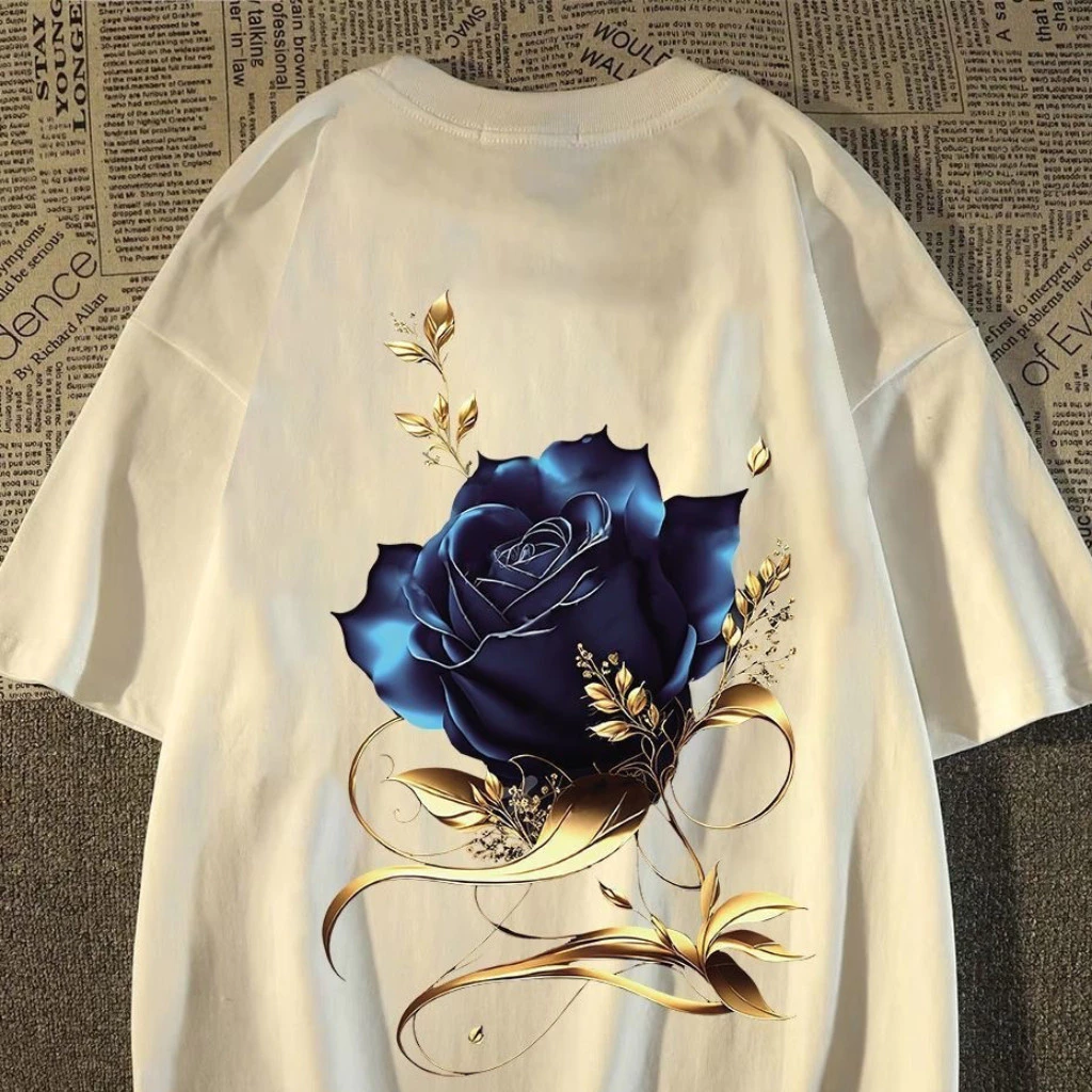 เสื้อยืดแขนสั้นผู้ชาย ลายพิมพ์ดอกกุหลาบ thumbnail 4