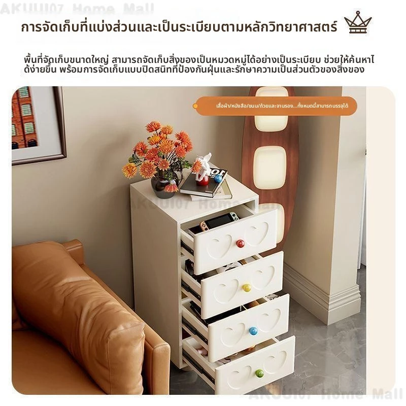 ตู้วางของ ตู้ลิ้นชักสไตล์ครีม ตู้ข้างโซฟา ตู้เก็บของสีดำ thumbnail 6