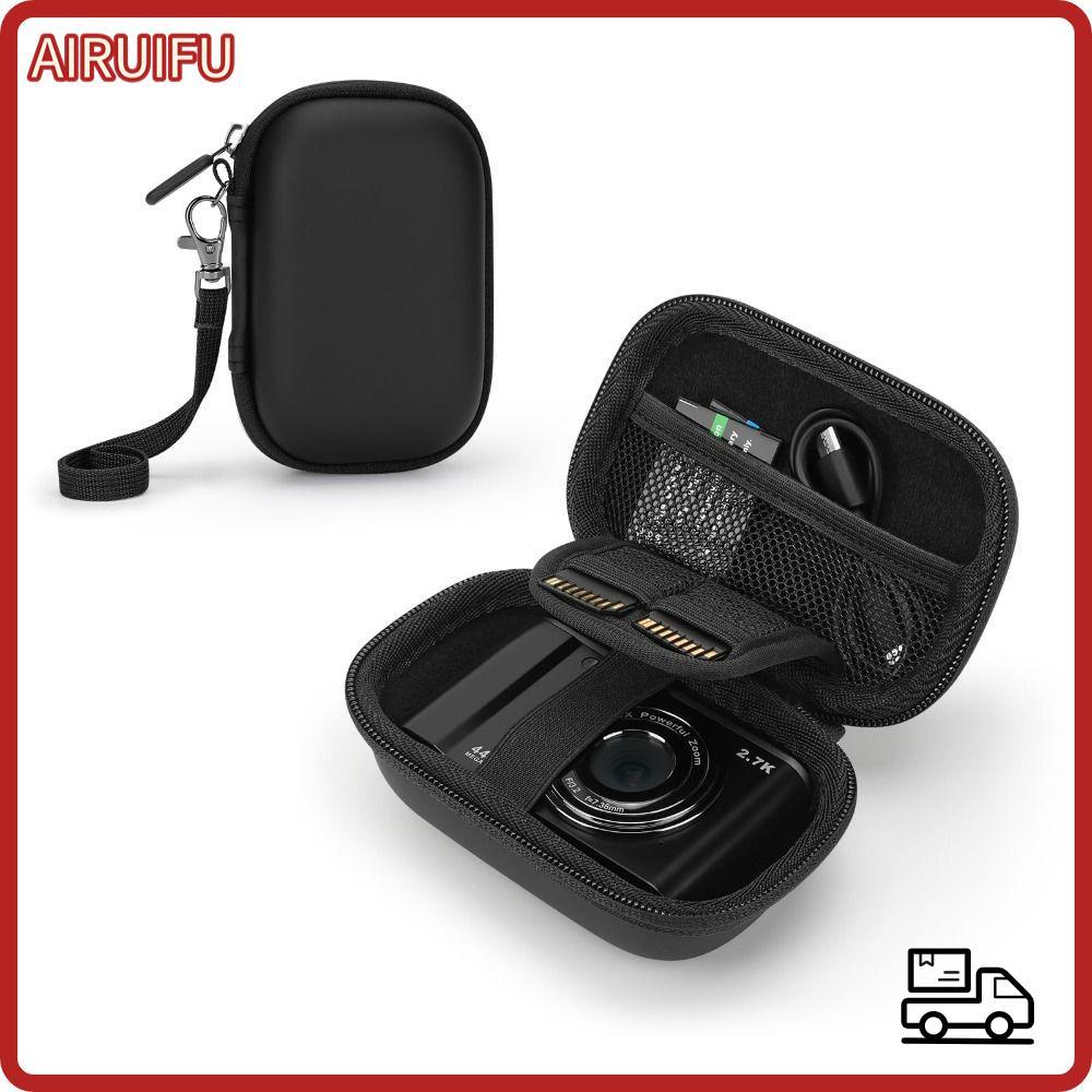 AIRUIFU กล้องเก็บ, EVA Shell Plush Padding กระเป๋าเดินทาง,แบบพกพากันกระแทกกันน้ําน่ารัก SD Card Stor