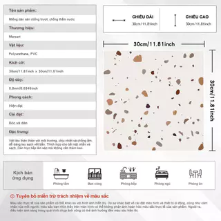 สติ๊กเกอร์ติดพื้น MORCART 11.8" x 11.8" กันน้ํา ติดตั้งง่าย สติ๊กเกอร์พื้น DIY ลายหินขัด เหมาะสําหรับห้องน้ํา ห้องครัว และผนัง มี 1 / 10 ชิ้น