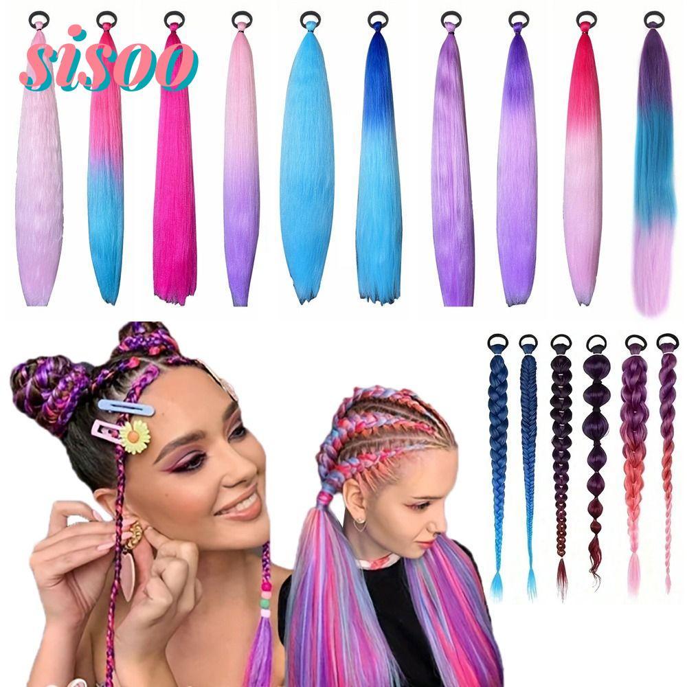 SIO 2 ชิ้นวิกผมคอสเพลย์ สำหรับ Demon Hunters, ผมยาวยืดหยุ่น สีสันสดใส พร้อมใช้งาน