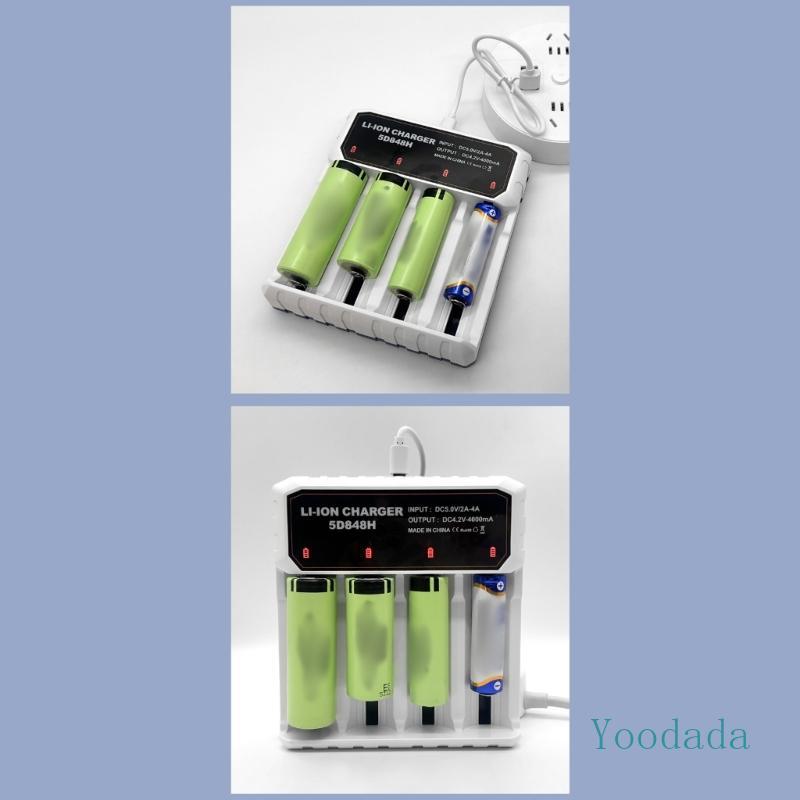 Yoo Efficient 4 Slot LiIon Chargers Type C Powered สําหรับการใช้งานและอุปกรณ์หลายตัว