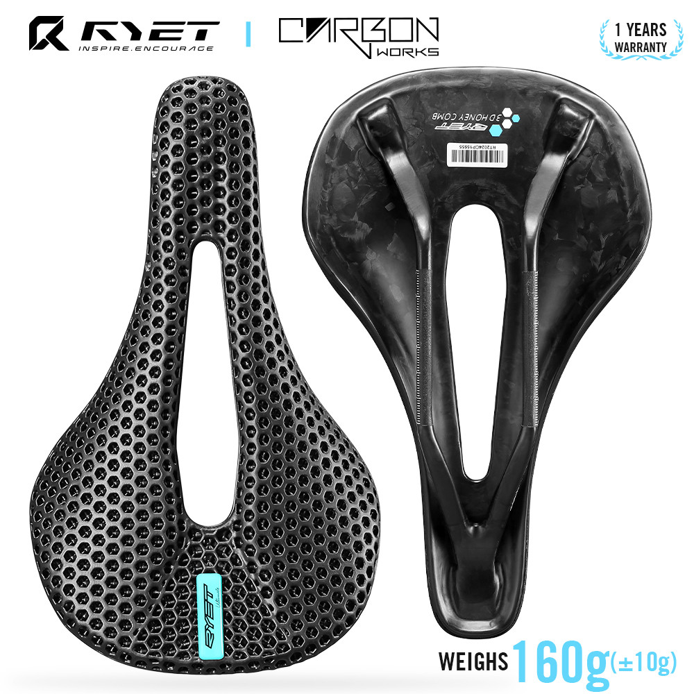 สต็อกพร้อม! RYET 3D พิมพ์จักรยานคาร์บอนอาน 140 มม.Ultralight, 235x140 มม.7x9 มม.คาร์บอนราง EVA 110g หรือ 3D 160g Finish Superflow Cut-Out สําหรับแผนที่ MTB Gravel Racing ขี่จักรยานที่นั่ง