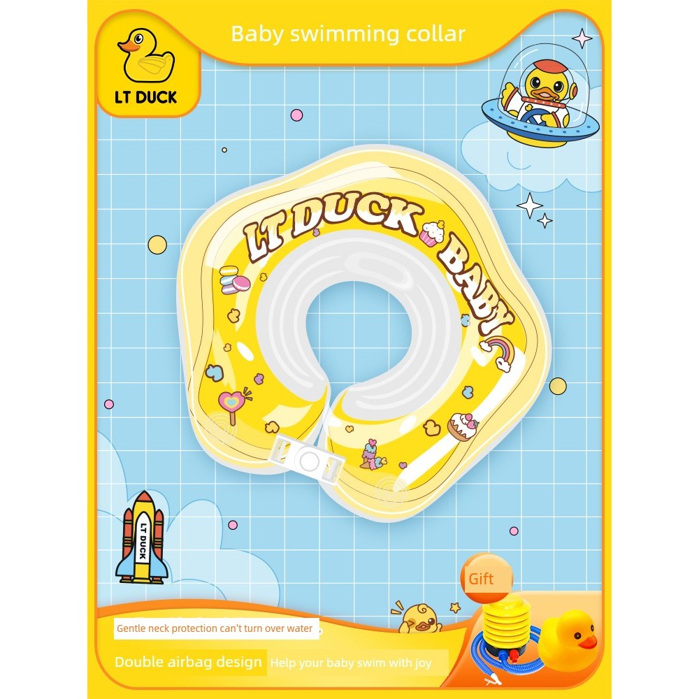ว่ายน้ํา ชุดเซตทะเล LT duck เป็ดน้อยสีเหลืองทารกพองคอเด็กแหวนว่ายน้ำทารกแรกเกิดเล่นน้ำคอเด็กอายุ0-1ป