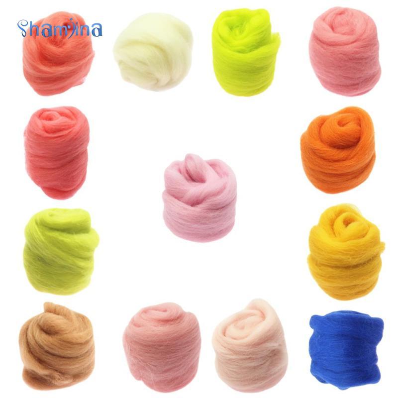 [Shamjina] Needle Felting Wool Materials นุ่มและขนสัตว์ Fibre Yarn Roving สําหรับศิลปะเย็บปักถักร้อย