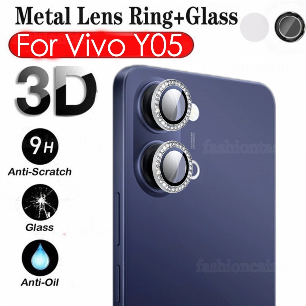 สําหรับ VivoY05 Glitter เพชรโลหะแหวนกล้องเลนส์ป้องกันฟิล์มสําหรับ Vivo Y05 S Y05S Y11d Y31 d Y31d Y2
