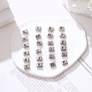 สร้อยข้อมือcharm สแตนเลส ICB ขนาด9 มม. ตกแต่งด้วยตัวอักษรสีดำสไตล์อิตาเลียน เหมาะสำหรับทำเป็นเครื่องประดับ