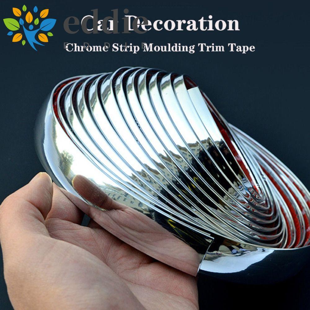 EDIE แถบตกแต่งรถภายนอก Trim จัดแต่งทรงผมประตูหน้าต่างกันชน 3M PVC Soft Silver Auto Door Protector