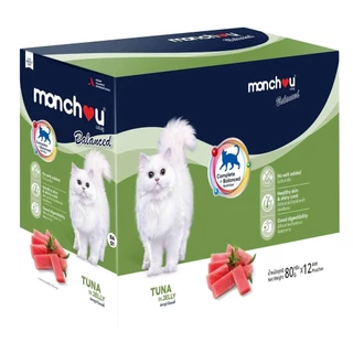 [12 ซอง] Monchou Balanced มองชู บาลานซ์ อาหารเปียกแมว สูตร Complete & Balanced ขนาด 80 กรัม