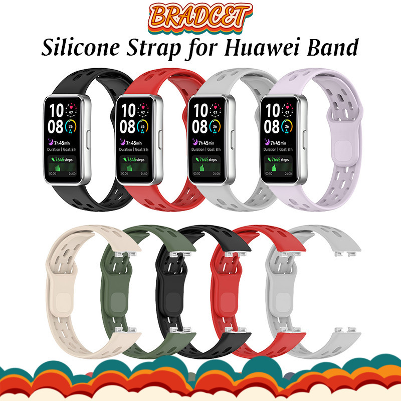 สายรัดซิลิโคนแบบนุ่ม for สมาร์ทวอทช์ Huawei Band 10 9 8 NFC สายรัดข้อมือยางกีฬาที่หายใจได้ แบบเปลี่ยนได้