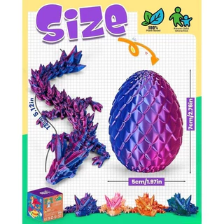 Creative Movable Articulated Dragon ของเล่น 3D การพิมพ์ไข่มังกรเดสก์ท็อปตกแต่งของขวัญ Supply