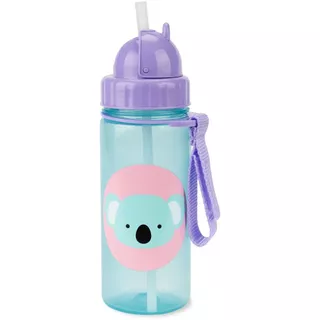 Skip Hop Zoo Straw Bottle กระบอกน้ำ พลาสติก พร้อมหลอดดูด มีสายคล้อง 13 ออนซ์