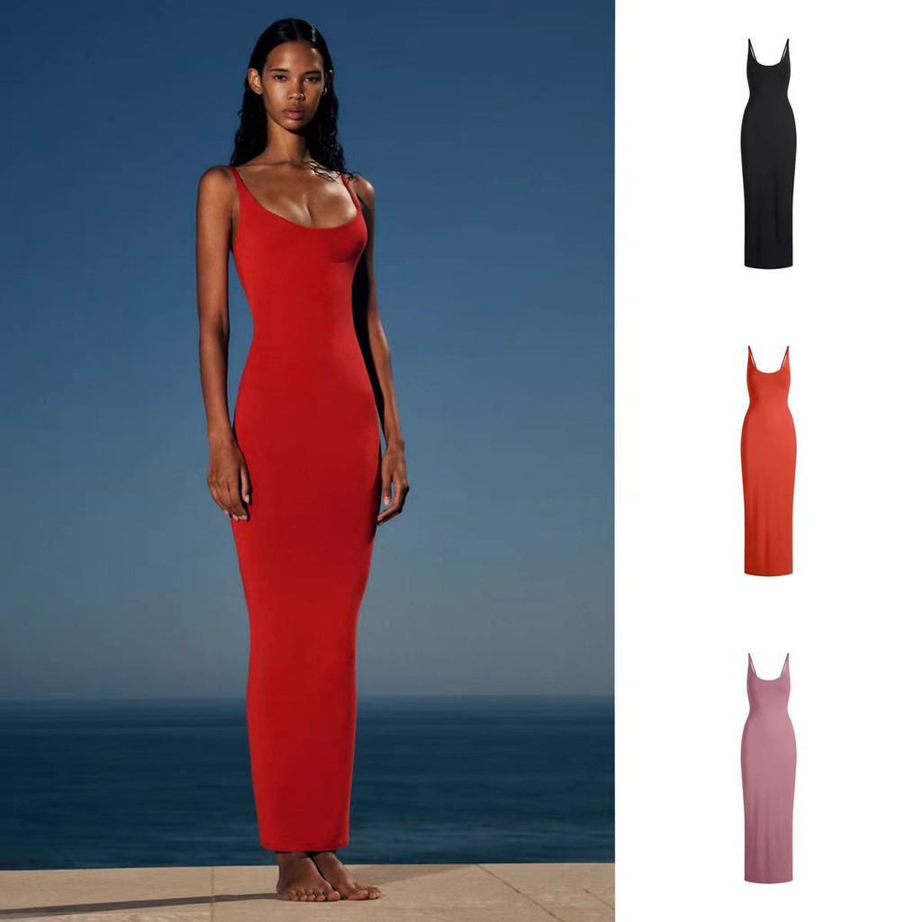 Skims 圆领吊带连衣裙长裙SMOOTHLAYERSSCOOPNECKLONG