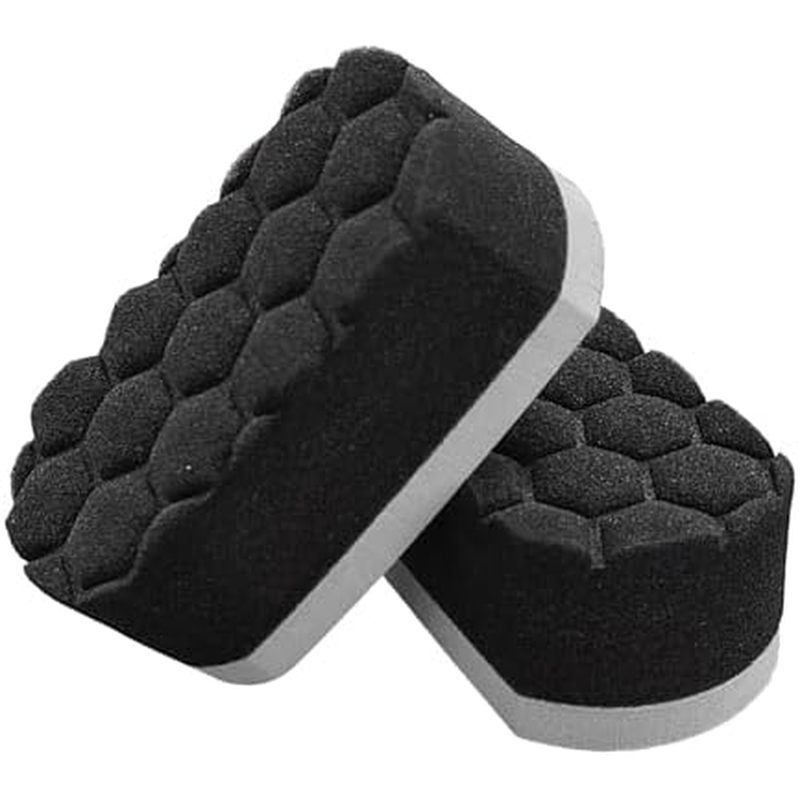 2 ชิ้นยาง Shine Dressing Applicator Pad, Washable Hex Logic Car Detailing Foam Sponge with Easy Grip