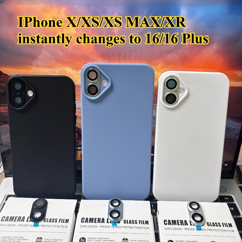 เคสโทรศัพท์ทันที 16/16 Plus + ชุดฟิล์มเลนส์เหมาะสําหรับ iPhone X XS Max XR แปลงเป็น iPhone 16/16 Plus ตอนนี้