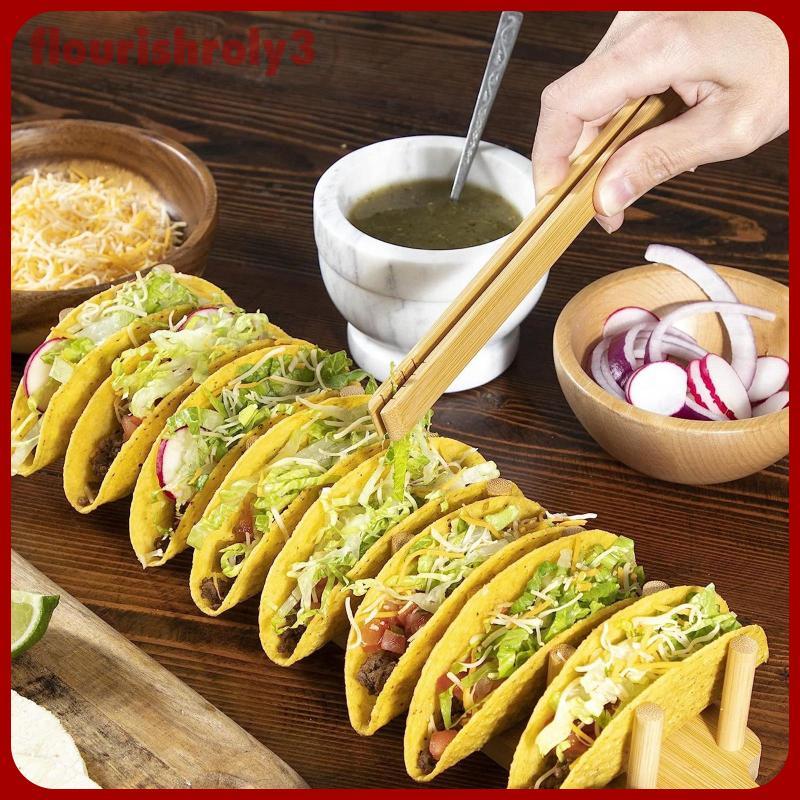[Flurish] ถาดไม้ Taco อเนกประสงค์ม้วนเม็กซิกันถือ 8 Tacos Taco Shell Holder Tortilla Holder Taco Sta